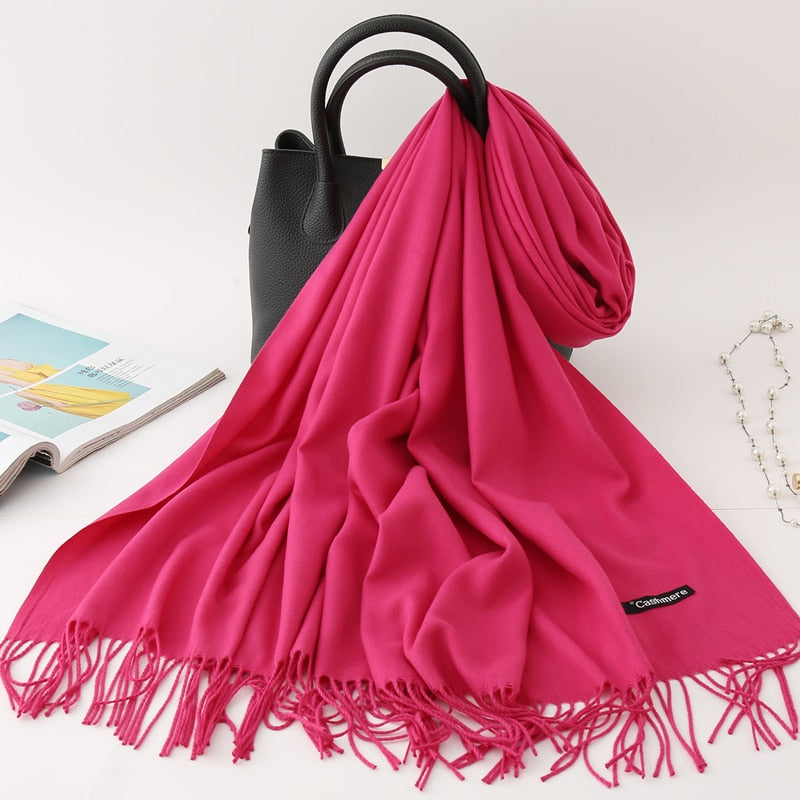 Solid Colored Tassel Shawls