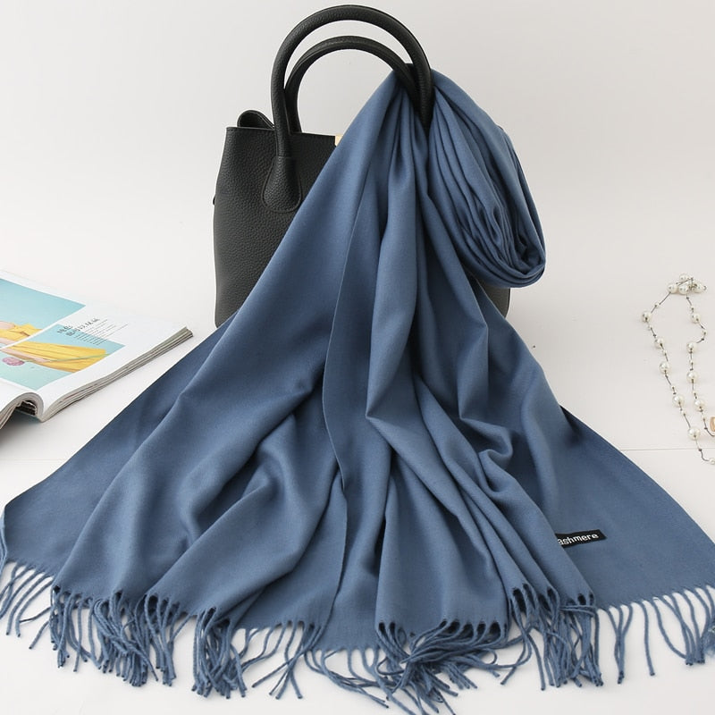 Solid Colored Tassel Shawls