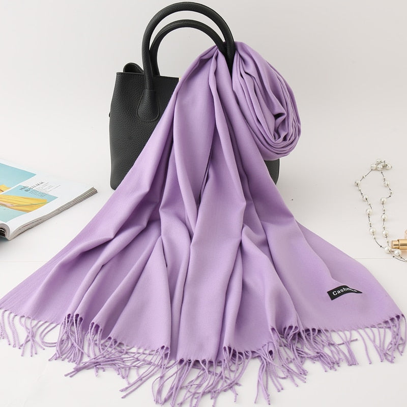 Solid Colored Tassel Shawls