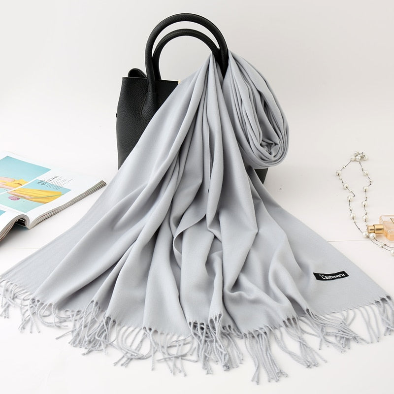 Solid Colored Tassel Shawls