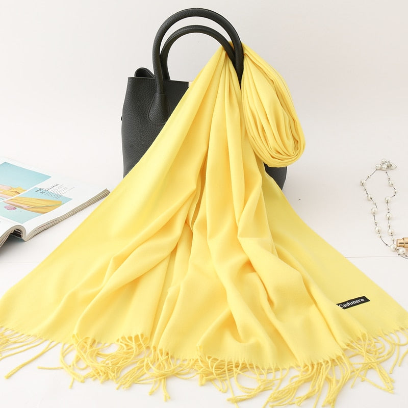 Solid Colored Tassel Shawls