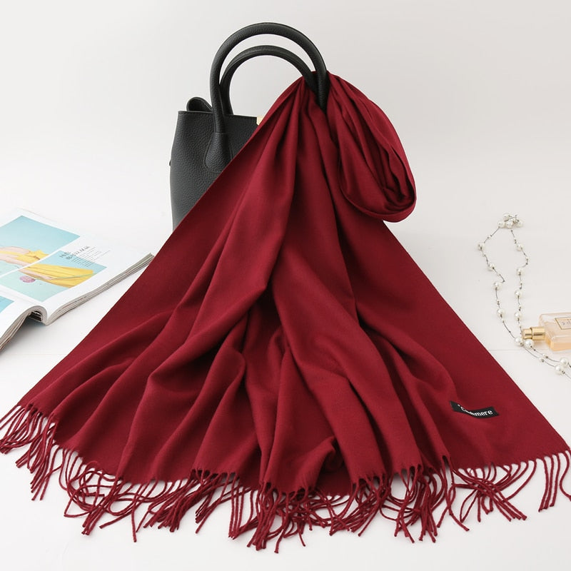 Solid Colored Tassel Shawls