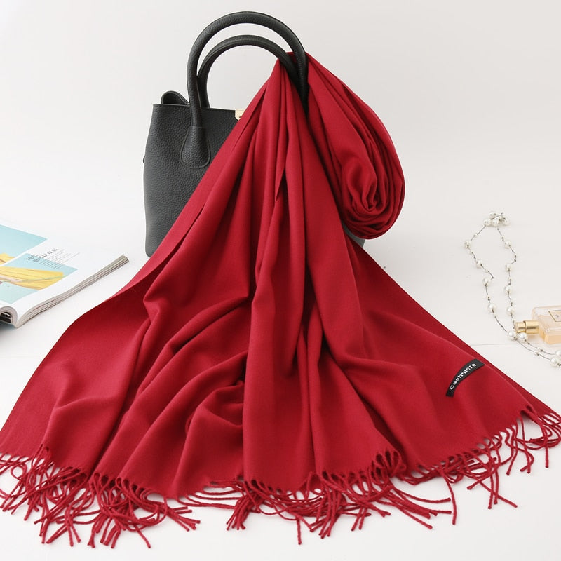 Solid Colored Tassel Shawls