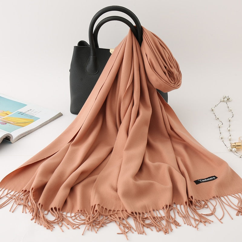 Solid Colored Tassel Shawls