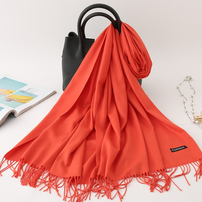 Solid Colored Tassel Shawls