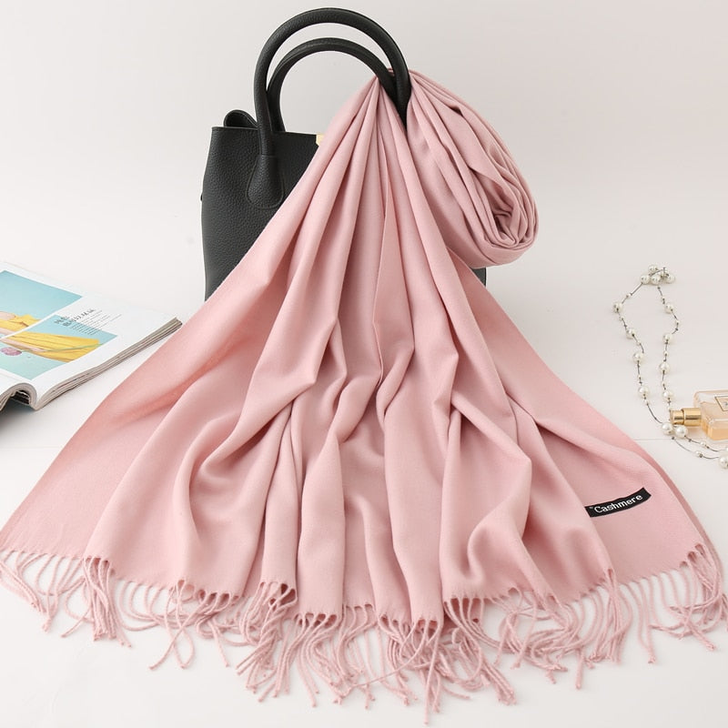 Solid Colored Tassel Shawls