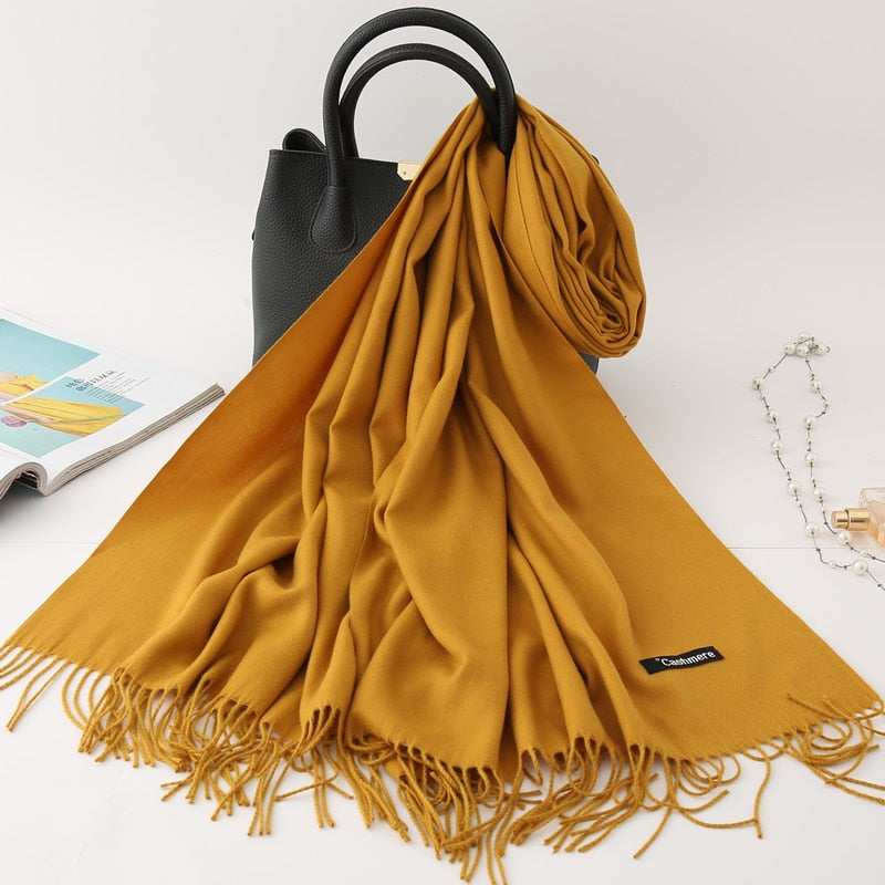 Solid Colored Tassel Shawls