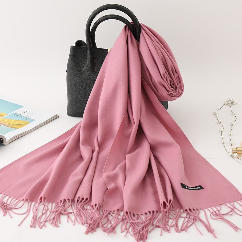 Solid Colored Tassel Shawls