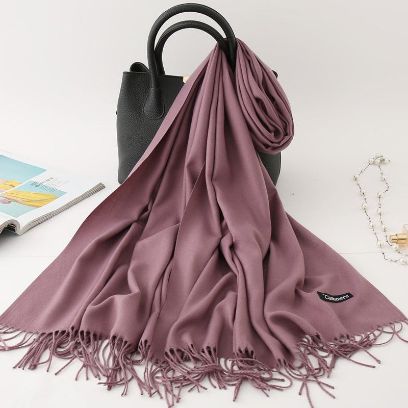 Solid Colored Tassel Shawls