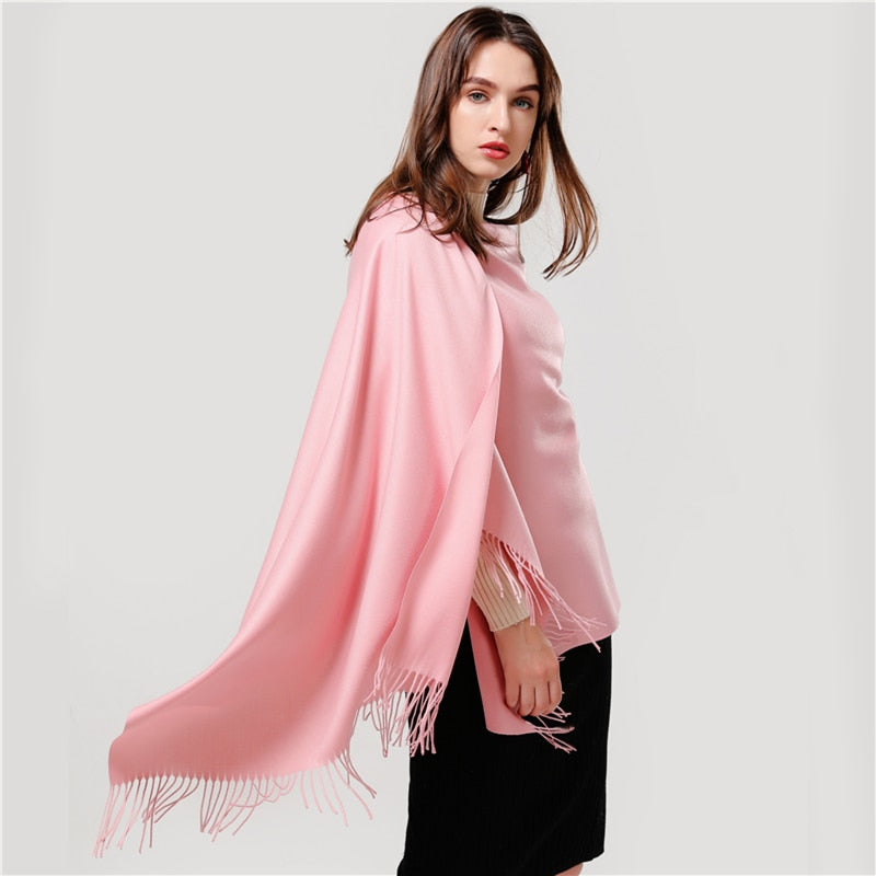 Solid Colored Tassel Shawls