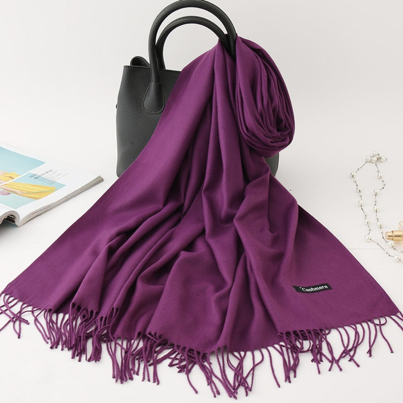 Solid Colored Tassel Shawls