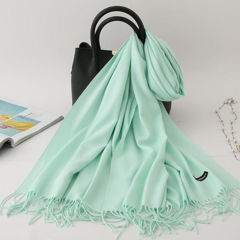 Solid Colored Tassel Shawls