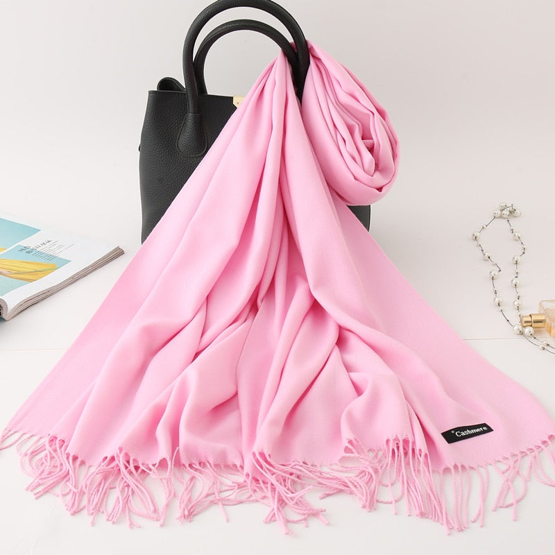 Solid Colored Tassel Shawls