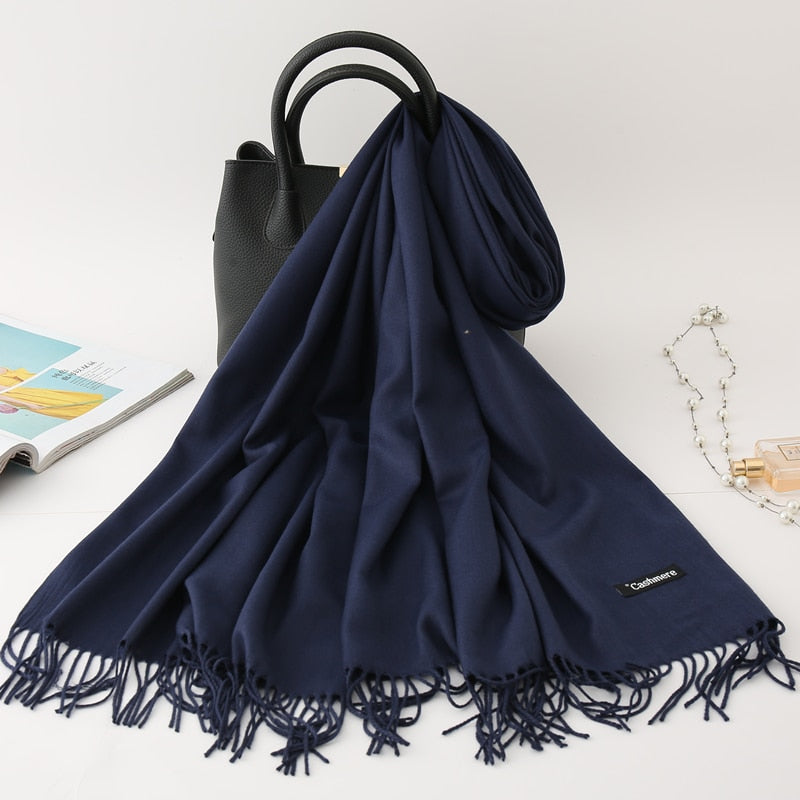 Solid Colored Tassel Shawls