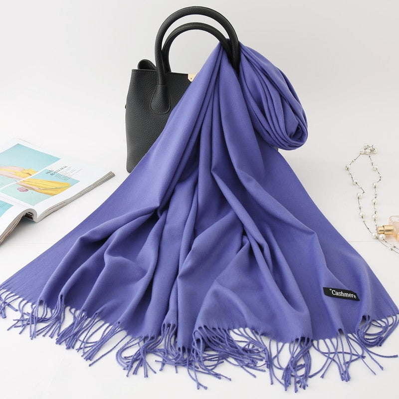 Solid Colored Tassel Shawls