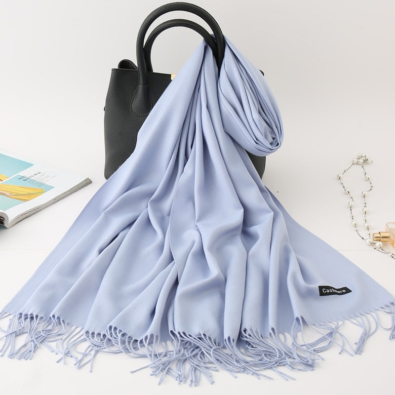 Solid Colored Tassel Shawls