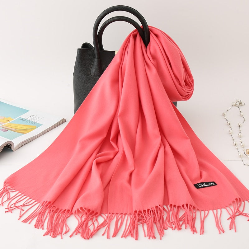 Solid Colored Tassel Shawls