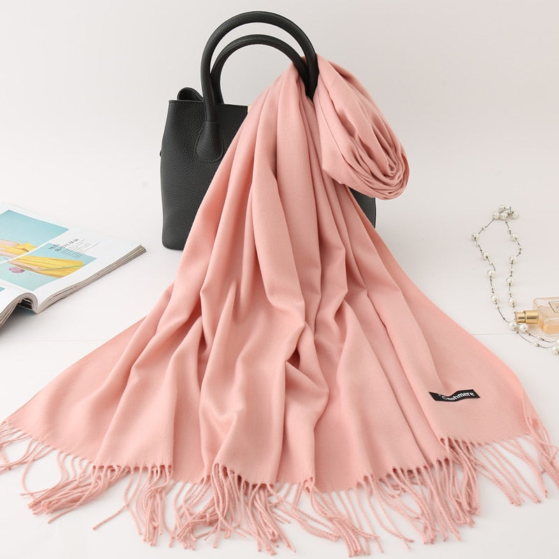 Solid Colored Tassel Shawls