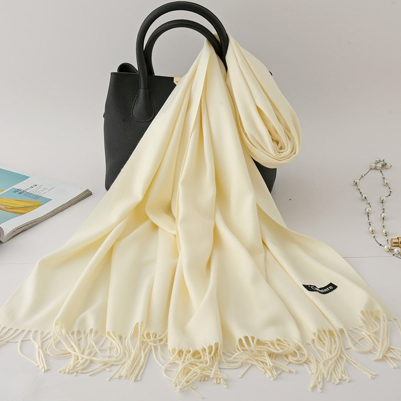 Solid Colored Tassel Shawls