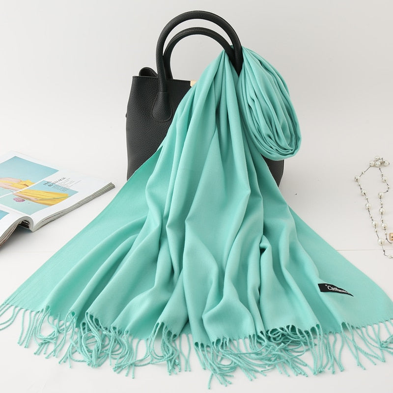 Solid Colored Tassel Shawls