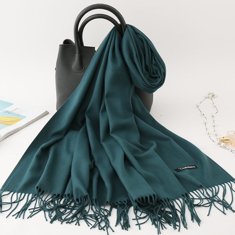 Solid Colored Tassel Shawls