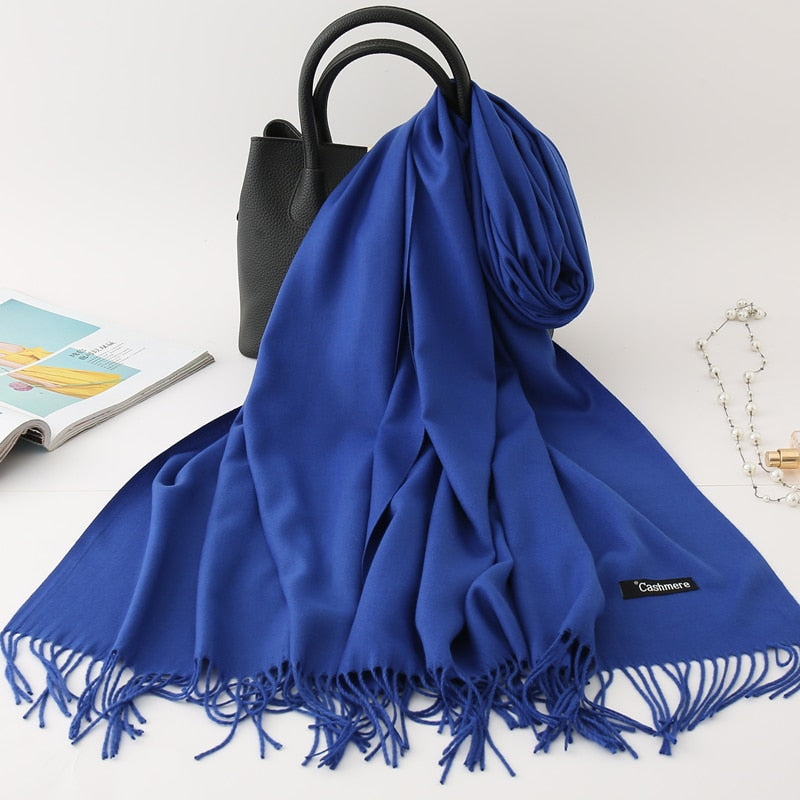 Solid Colored Tassel Shawls