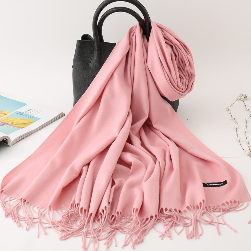 Solid Colored Tassel Shawls