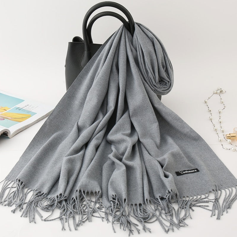 Solid Colored Tassel Shawls