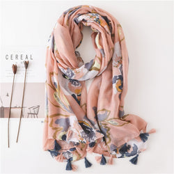 Floral Tassel Scarf