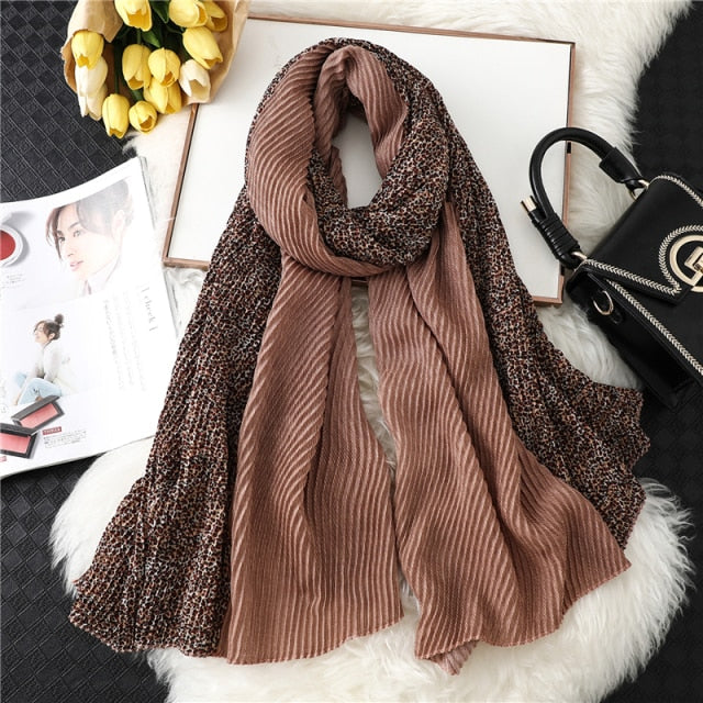 Pleated Print Scarf