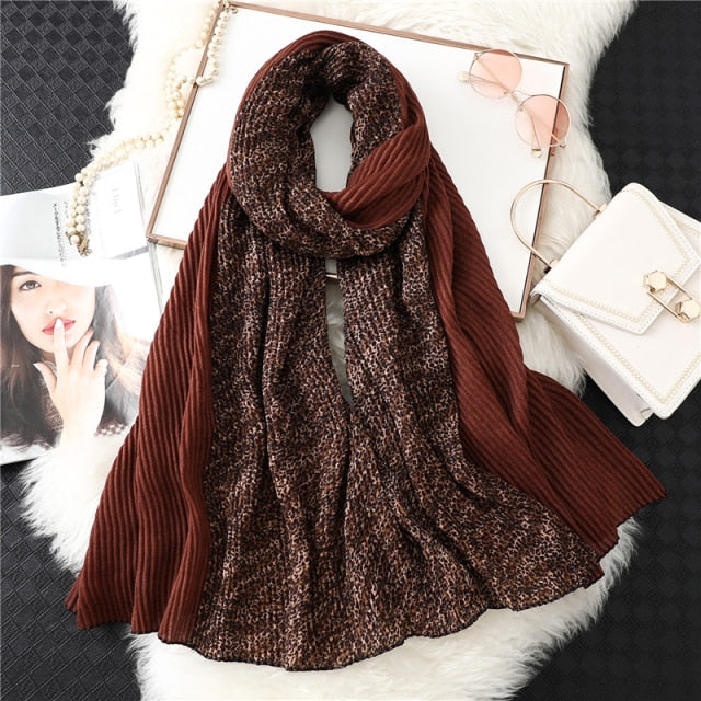 Pleated Print Scarf